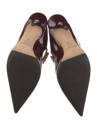 Jimmy Choo Patent Leather Crystal Embellishments Mules