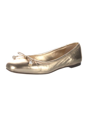 Jimmy Choo Leather Bow Accents Ballet Flats