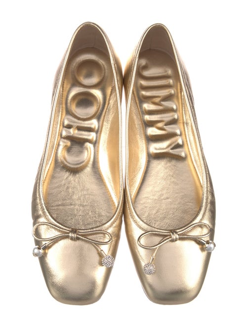 Jimmy Choo Leather Bow Accents Ballet Flats