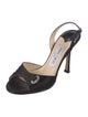 Jimmy Choo Satin Crystal Embellishments Slingback Sandals