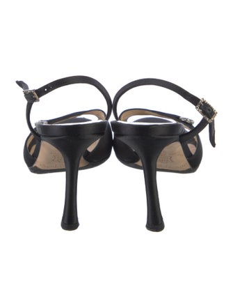 Jimmy Choo Satin Crystal Embellishments Slingback Sandals