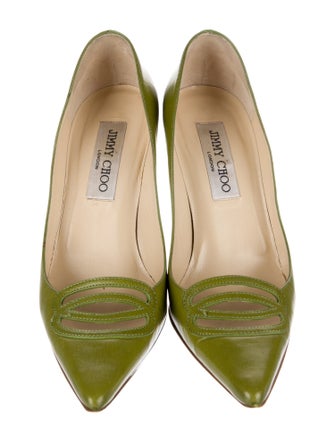 Jimmy Choo Leather Cutout Accent Pumps