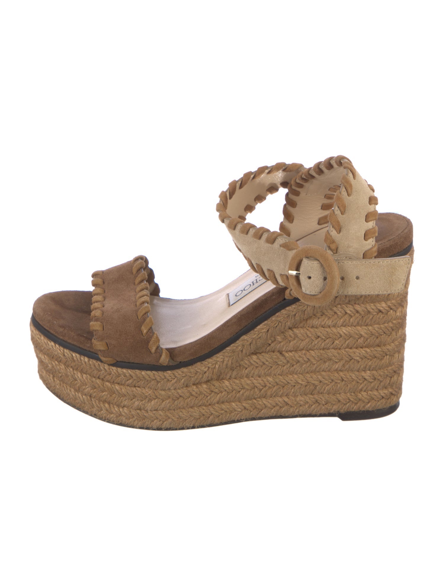 Jimmy Choo Suede Whipstitch Trim Espadrilles