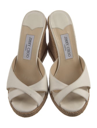 Jimmy Choo Leather Cutout Accent Espadrilles