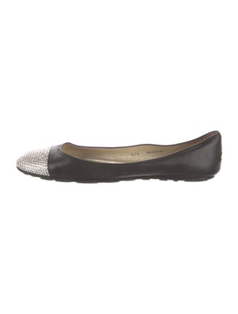 Jimmy Choo Leather Colorblock Pattern Ballet Flats