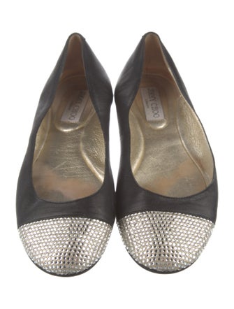 Jimmy Choo Leather Colorblock Pattern Ballet Flats