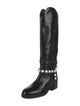 Jimmy Choo Faux Pearl Accents Leather Riding Boots