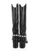 Jimmy Choo Faux Pearl Accents Leather Riding Boots