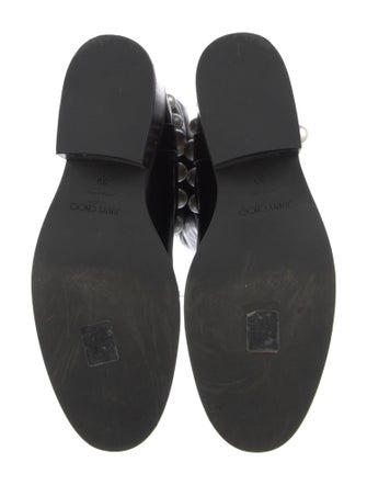 Jimmy Choo Faux Pearl Accents Leather Riding Boots