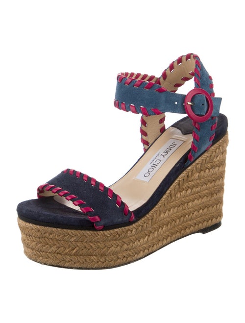 Jimmy Choo Suede Whipstitch Trim Espadrilles