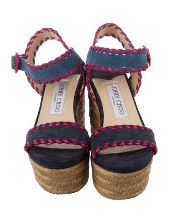 Jimmy Choo Suede Whipstitch Trim Espadrilles