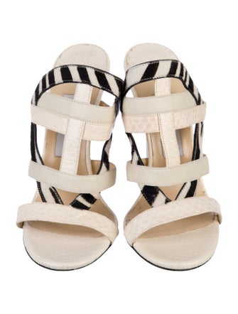 Jimmy Choo Snakeskin Animal Print T-Strap Sandals