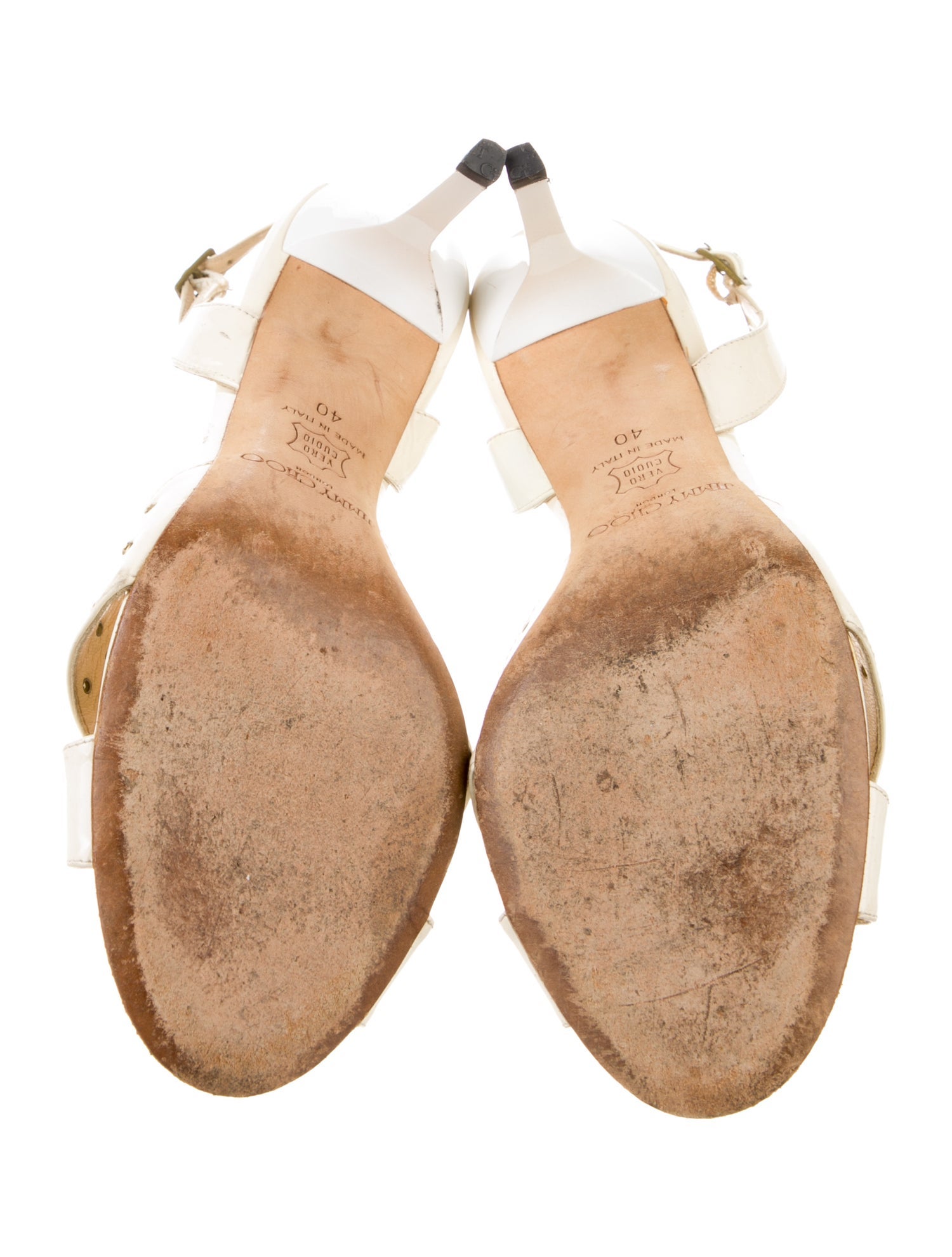 Jimmy Choo Patent Leather Studded Accents Slingback Sandals