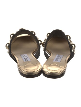 Jimmy Choo Faux Pearl Accents Leather Mules