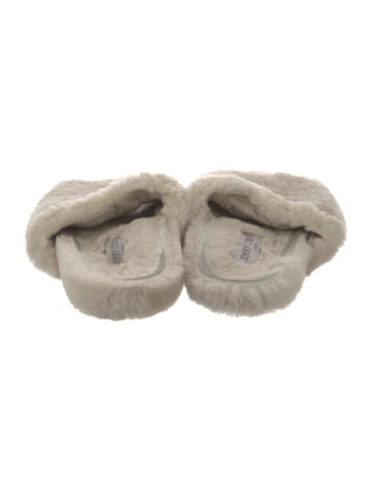 Jimmy Choo Faux Pearl Accents Lamb Fur Slides