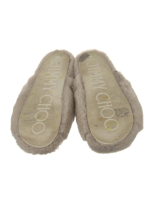 Jimmy Choo Faux Pearl Accents Lamb Fur Slides
