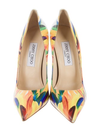 Jimmy Choo Leather Printed Slingback Pumps