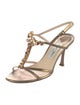 Jimmy Choo Leather Crystal Embellishments T-Strap Sandals