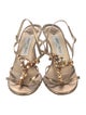 Jimmy Choo Leather Crystal Embellishments T-Strap Sandals