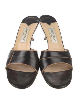 Jimmy Choo Leather Colorblock Pattern Slides