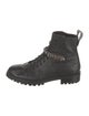 Jimmy Choo Leather Crystal Embellishments Combat Boots