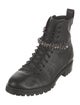 Jimmy Choo Leather Crystal Embellishments Combat Boots