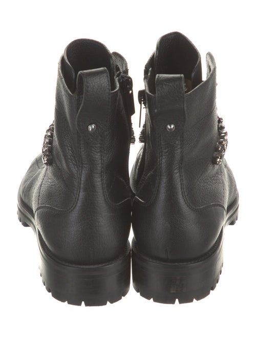 Jimmy Choo Leather Crystal Embellishments Combat Boots