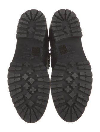 Jimmy Choo Leather Crystal Embellishments Combat Boots