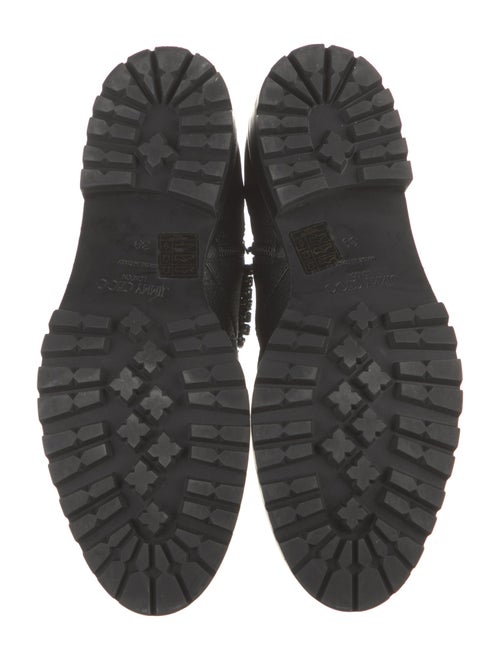 Jimmy Choo Leather Crystal Embellishments Combat Boots