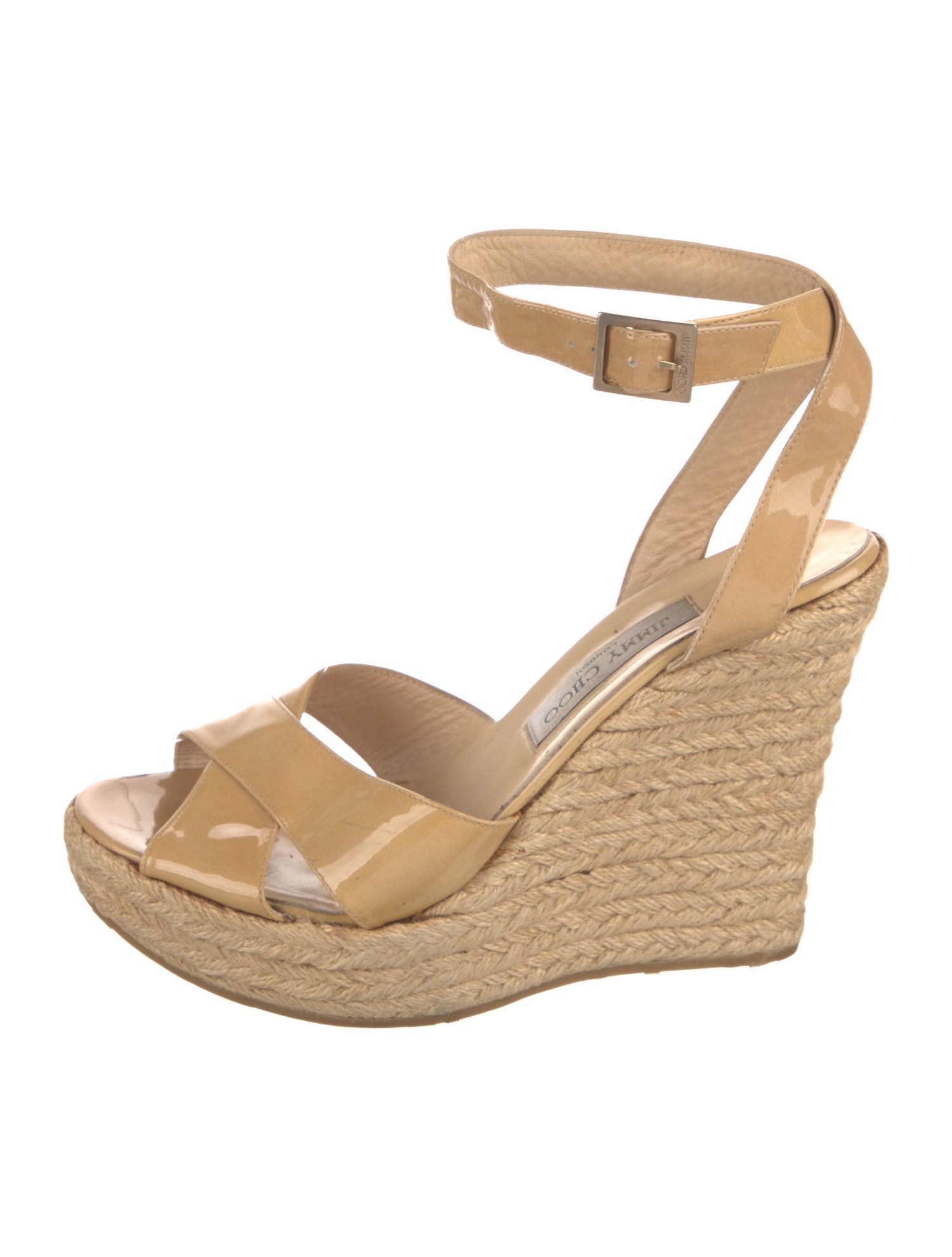Jimmy Choo Patent Leather Braided Accents Espadrilles