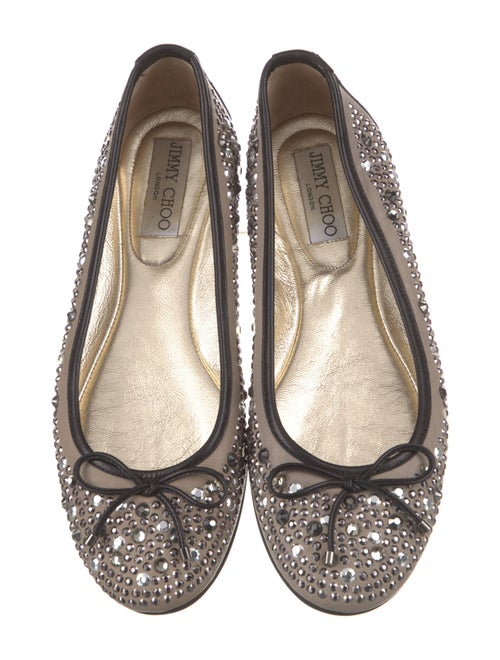 Jimmy Choo Leather Bow Accents Ballet Flats