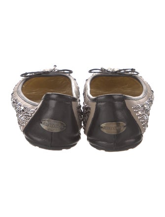 Jimmy Choo Leather Bow Accents Ballet Flats