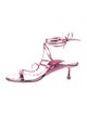 Jimmy Choo Leather Beaded Accents T-Strap Sandals