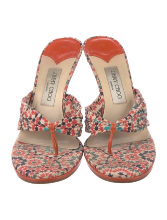 Jimmy Choo Printed Pleated Accents Slides