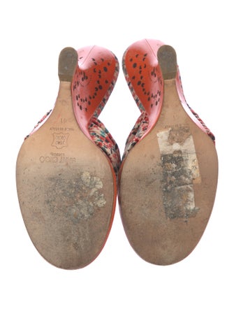 Jimmy Choo Printed Pleated Accents Slides