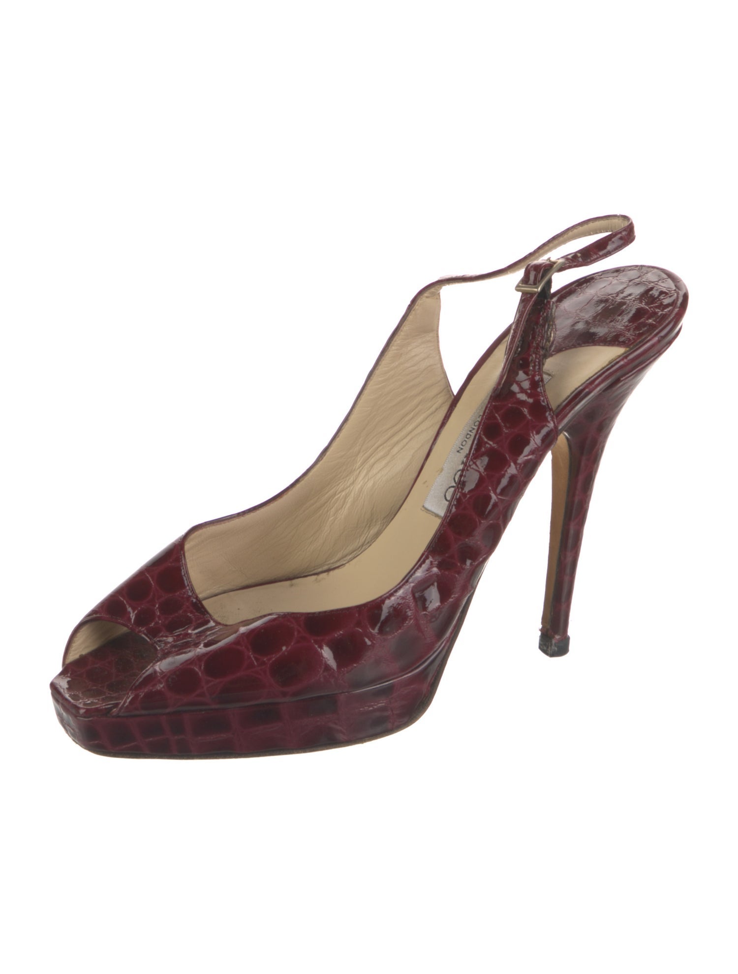 Jimmy Choo Patent Leather Printed Slingback Sandals