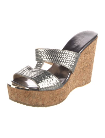 Jimmy Choo Embossed Leather Slides