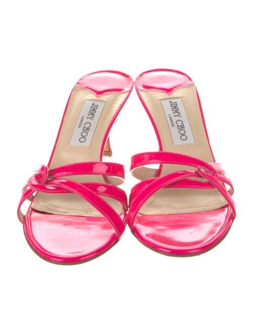 Jimmy Choo Patent Leather Leather Trim Embellishment Slides