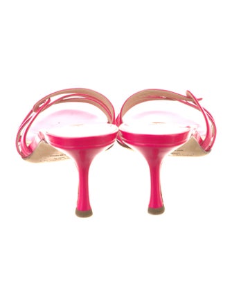 Jimmy Choo Patent Leather Leather Trim Embellishment Slides