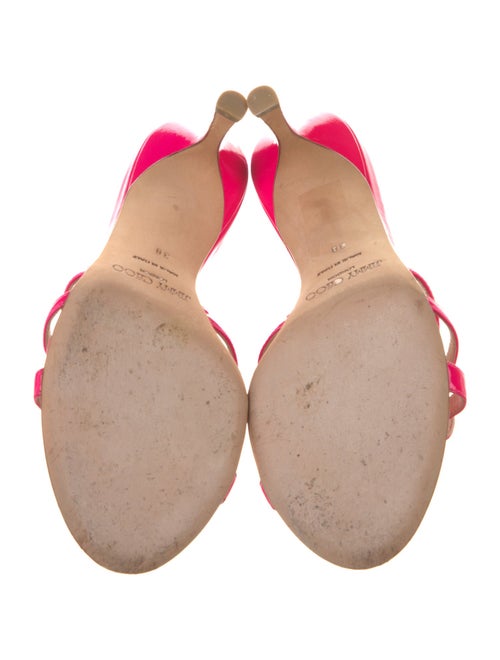 Jimmy Choo Patent Leather Leather Trim Embellishment Slides