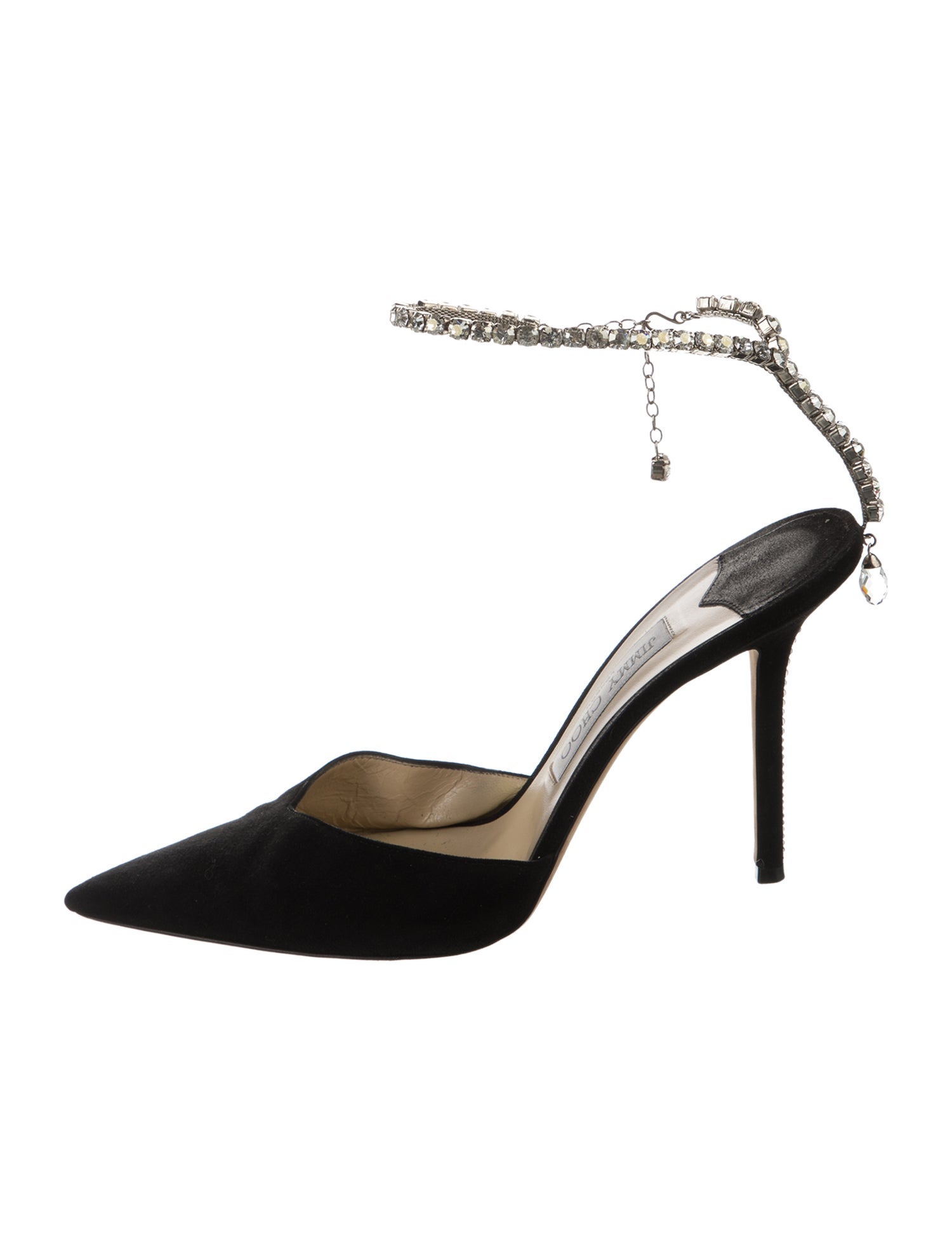 Jimmy Choo Suede Crystal Embellishments D'Orsay Pumps