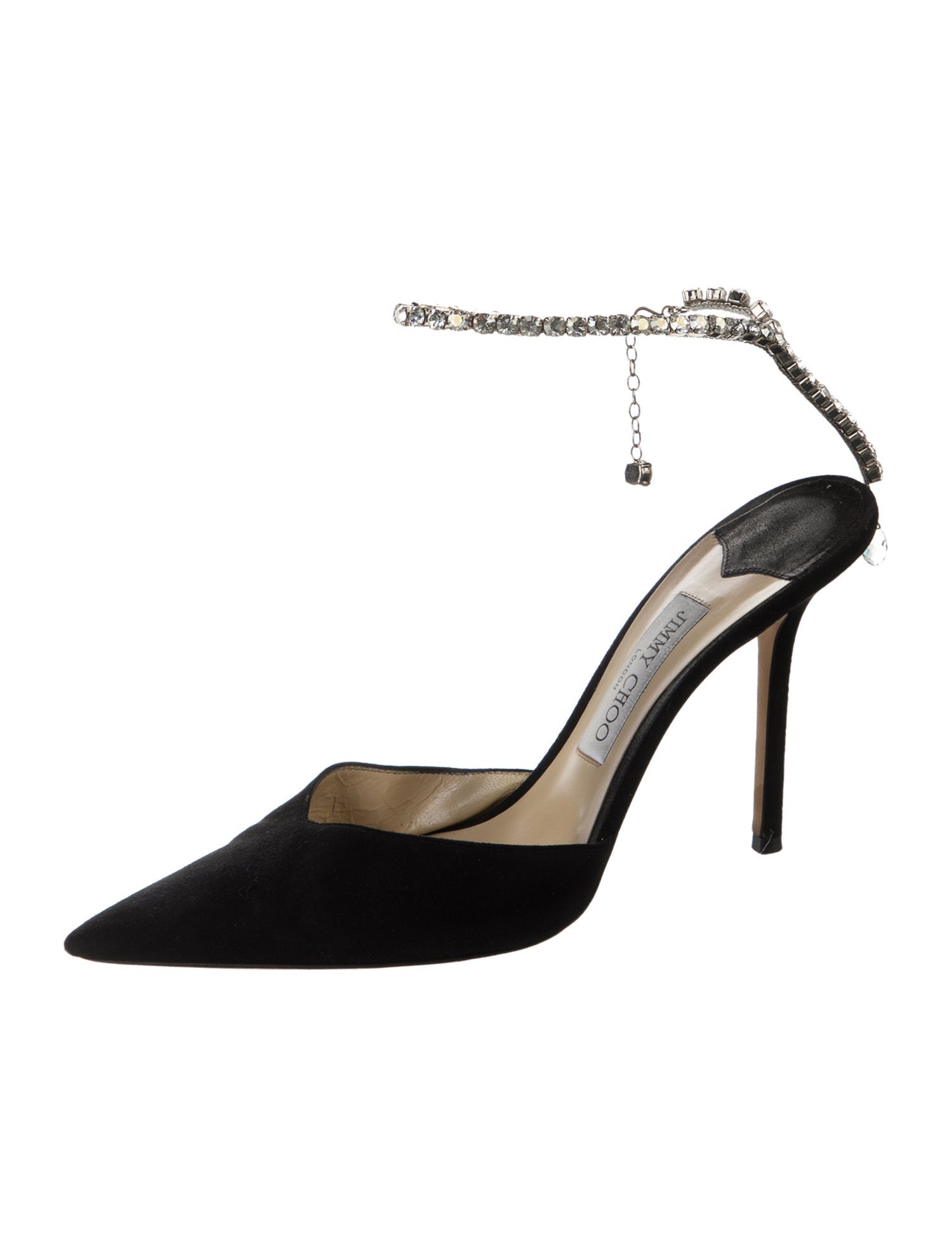 Jimmy Choo Suede Crystal Embellishments D'Orsay Pumps