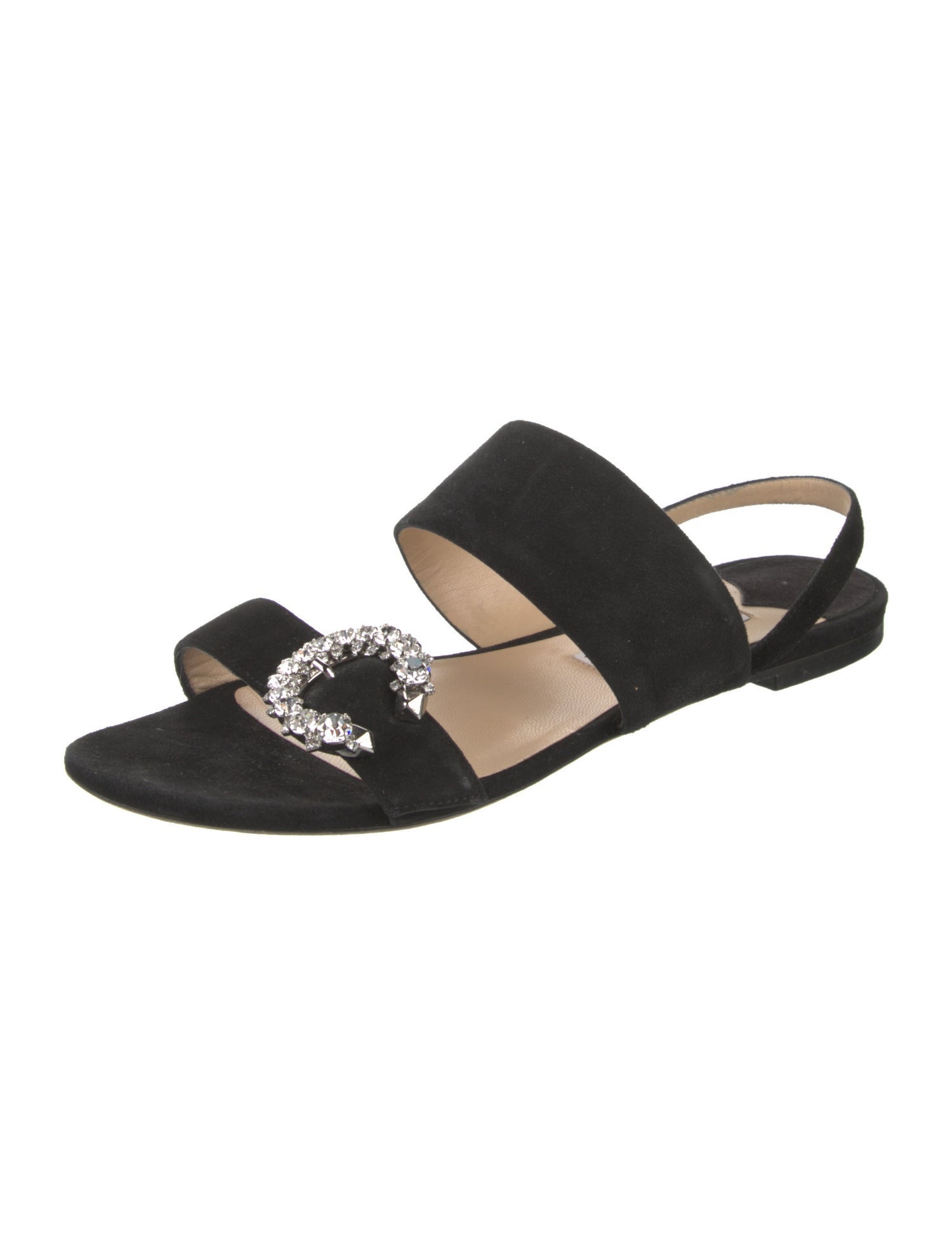Jimmy Choo Suede Crystal Embellishments Slingback Sandals