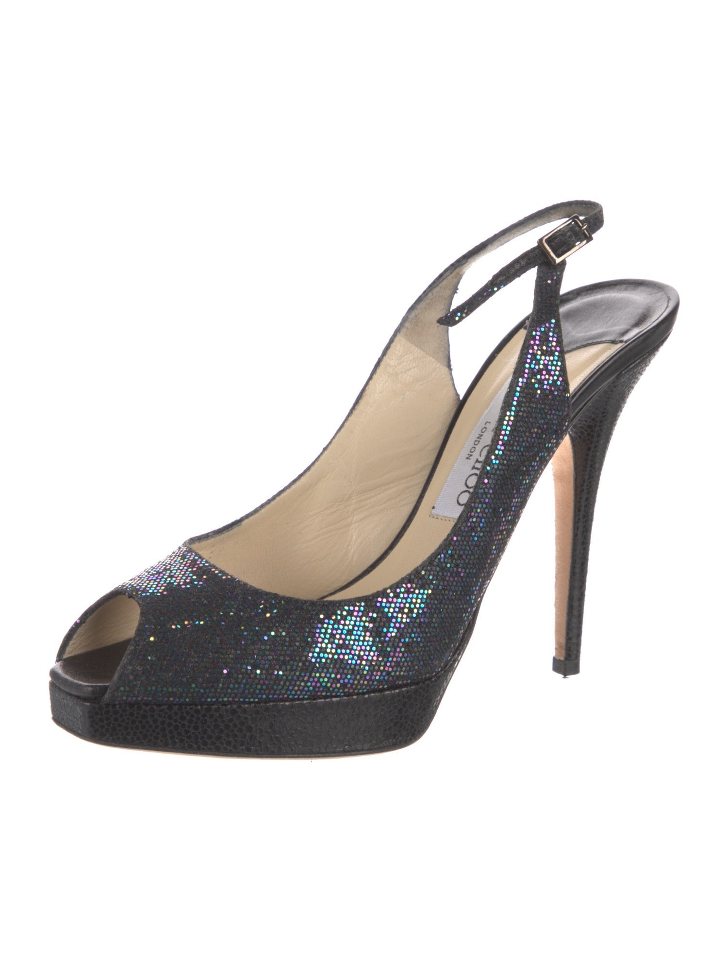 Jimmy Choo Glitter Sequin Embellishments Slingback Pumps