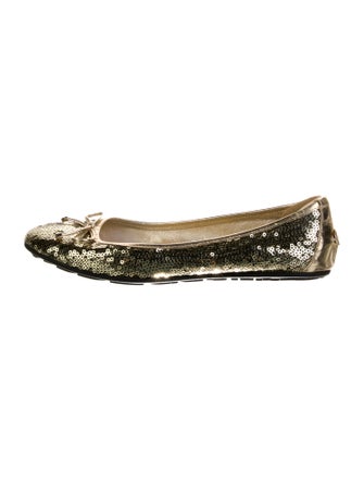 Jimmy Choo Sequins Bow Accents Ballet Flats