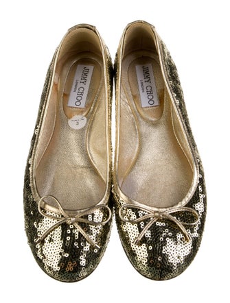 Jimmy Choo Sequins Bow Accents Ballet Flats