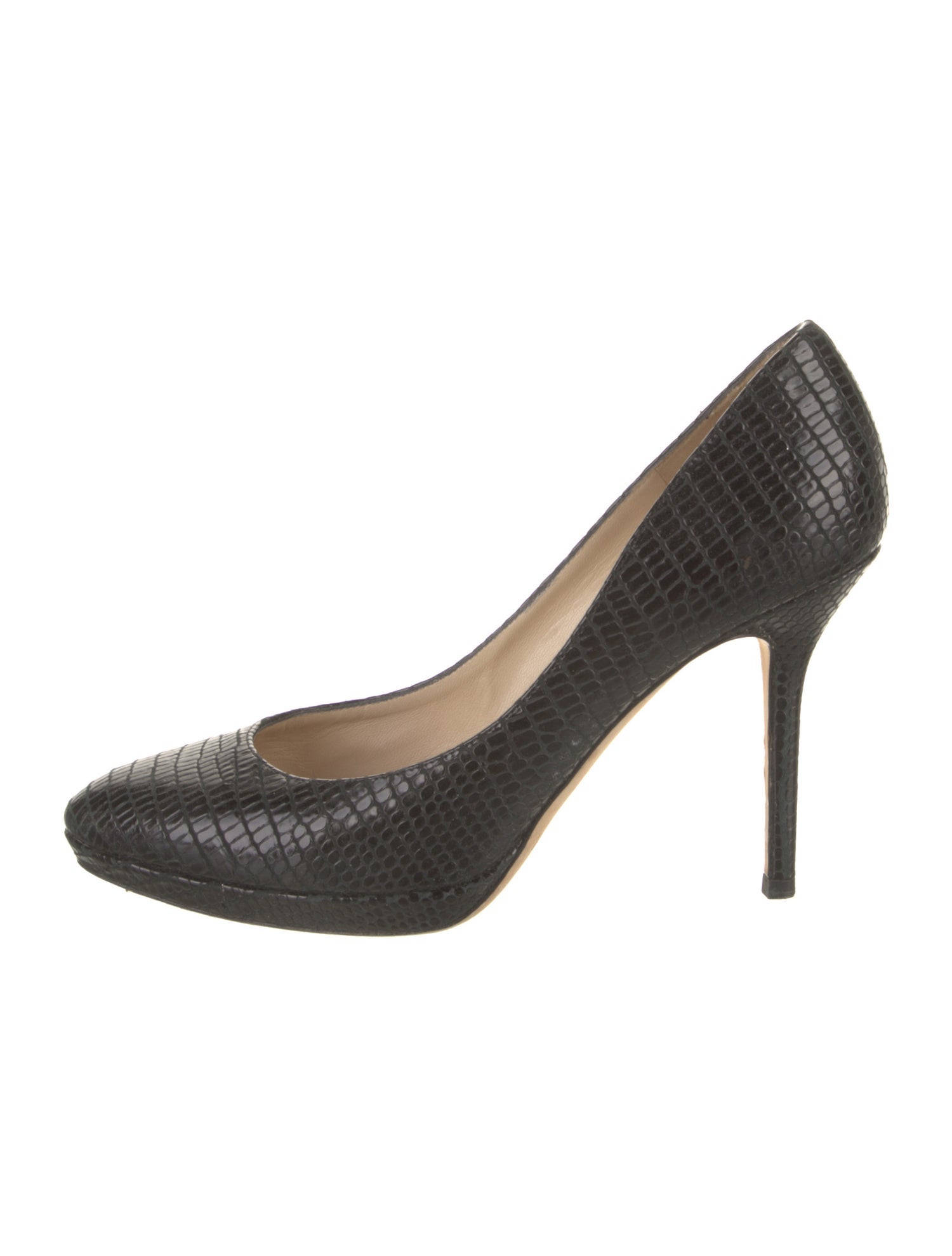 Jimmy Choo Embossed Leather Leather Trim Embellishment Pumps