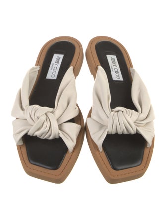 Jimmy Choo Leather Bow Accents Slides