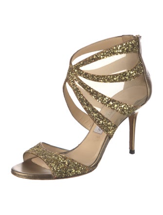 Jimmy Choo Glitter Mesh Accents Sandals