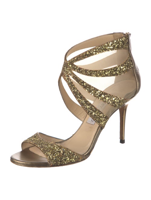 Jimmy Choo Glitter Mesh Accents Sandals